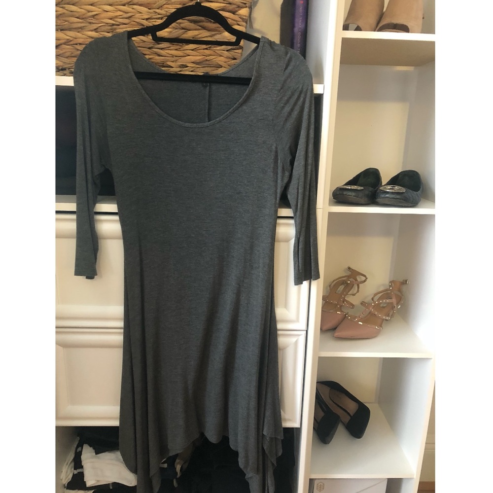Gray Three Quarter Sleeve Dress